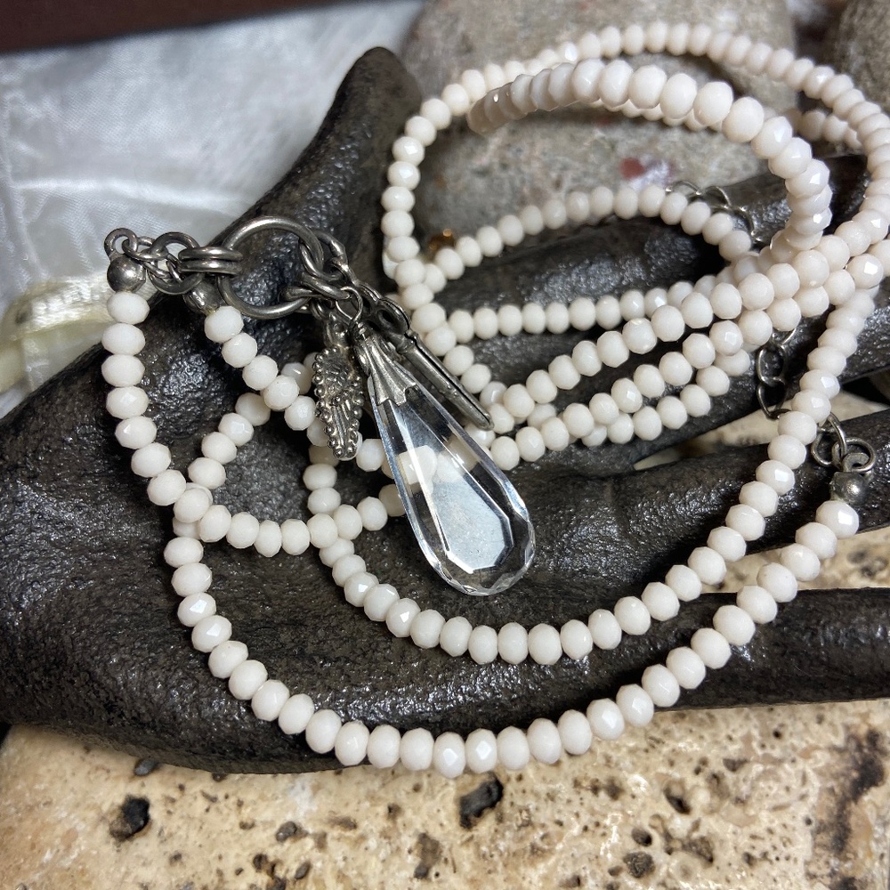 Sorrelli long crystal necklace with charms